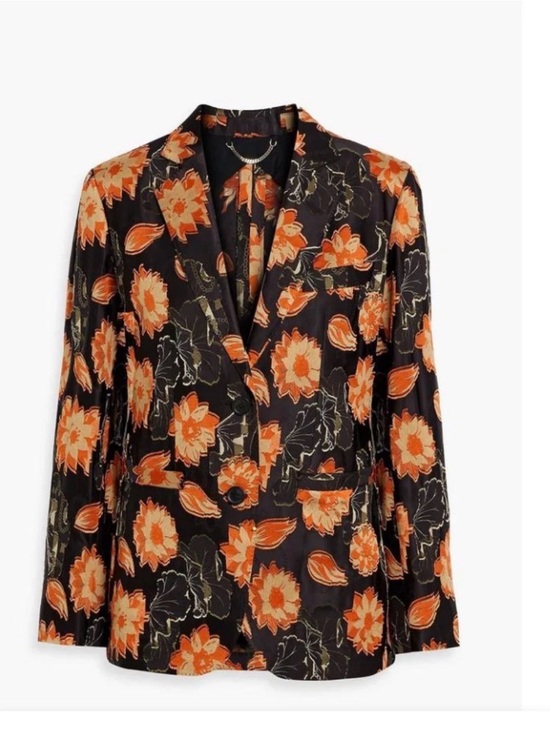 Salvatore Ferragamo Jackets & Blazers - Salvatore Ferragamo Black Blazer with Orange Floral Print
